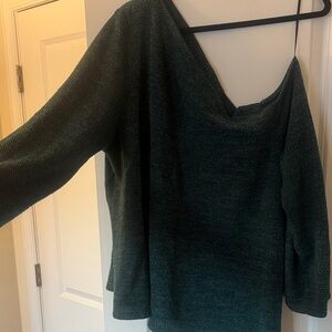 Kaileigh Off-the-Shoulder Dark Green Sweater